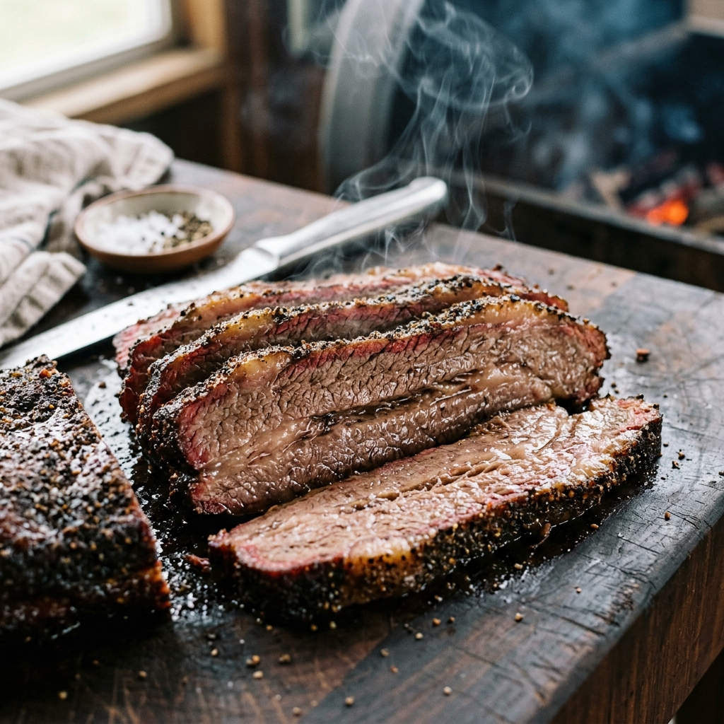Delicious cooked meat display